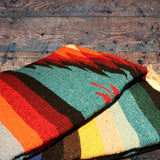 Teal Thick Mexican Blanket Aztec Diamond Design