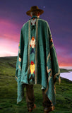 Teal/Gold Thick Mexican Blanket Fish Design