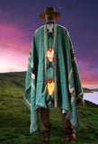 Teal/Gold Thick Mexican Blanket Fish Design