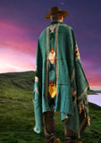 Teal/Gold Thick Mexican Blanket Fish Design