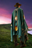 Teal/Gold Thick Mexican Blanket Fish Design