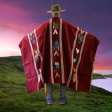 Burgandy Thick Mexican Blanket Fish Design
