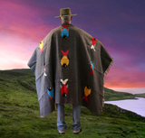 Charcoal Thick Mexican Blanket Fish Design