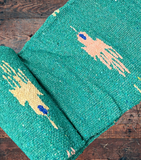 Teal Green Thunderbird Mexican Blanket