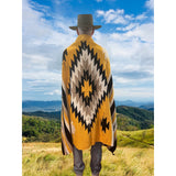 Gold Thick Mexican Blanket Aztec Diamond Design