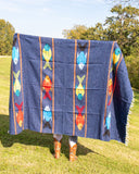 Navy Thick Mexican Blanket Fish Design