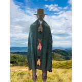 Teal Thick Mexican Blanket Fish Design