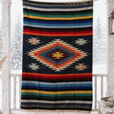 Steel Blue Mexican Aztec Diamond Blanket – Rainbow Sky