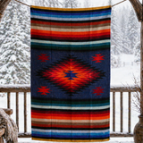 Navy Mexican Aztec Diamond Blanket – Midnight Sky