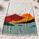 Handwoven Mexican Yoga Blanket – Mt. Shasta Sunrise Design