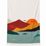 Handwoven Mexican Yoga Blanket – Mt. Shasta Sunrise Design