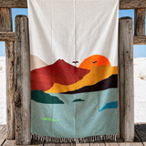 Handwoven Mexican Yoga Blanket – Mt. Shasta Sunrise Design