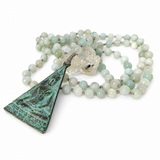 Aquamarine Mala Necklace with Buddha Pendant