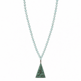 Aquamarine Mala Necklace with Buddha Pendant
