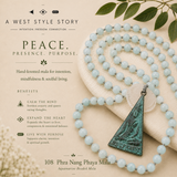 Aquamarine Mala Necklace with Buddha Pendant