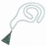 Aquamarine Mala Necklace with Buddha Pendant