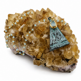 Aquamarine Beaded Chain Necklace with Buddha Pendant & Charm