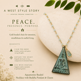 Aquamarine Beaded Chain Necklace with Buddha Pendant & Charm