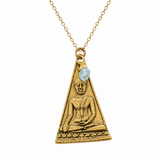 Aquamarine Triangle Buddha Gold Necklace