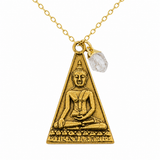 Herkimer Triangle Buddha Gold Necklace