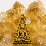 Herkimer Triangle Buddha Gold Necklace