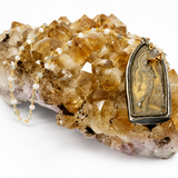 Standing Buddha Pendant Necklace with Herkimer Diamond, Labradorite & Moonstone