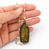 Standing Buddha Pendant Necklace with Herkimer Diamond, Labradorite & Moonstone