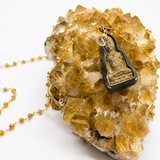 Thai Buddha Amulet Citrine Gold Beaded Necklace