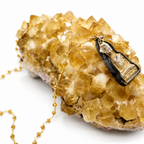 Thai Buddha Amulet Citrine Gold Beaded Necklace