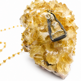 Thai Buddha Amulet Citrine Gold Beaded Necklace