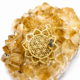 Herkimer Flower of Life Gold Necklace