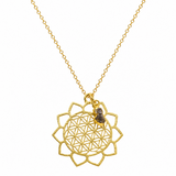 Herkimer Flower of Life Gold Necklace