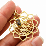 Herkimer Flower of Life Gold Necklace