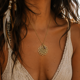 Herkimer Flower of Life Gold Necklace