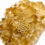 Citrine Flower of Life Gold Necklace