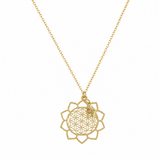 Citrine Flower of Life Gold Necklace