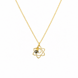 Lotus Flower Gold Necklace with Aquamarine Charm Droplet