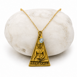 Aquamarine Triangle Buddha Gold Necklace