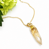 Golden Citrine Point Gold Necklace
