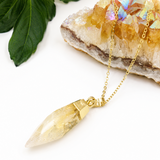 Golden Citrine Point Gold Necklace
