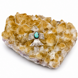 Native American Turquoise Thunderbird Pendant Necklace in Sterling Silver