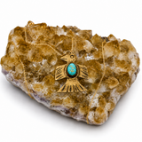 Native American Turquoise Thunderbird Pendant Gold Necklace