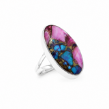 Pink Opal & Oyster Turquoise Sterling Silver Oval Ring