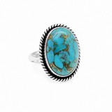 Oyster Turquoise Sterling Silver Oval Ring