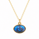 Labradorite Evil Eye Gold Necklace for Protection