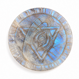 Golden Moonstone Crystal All-Seeing Eye Carving