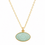 Aqua Chalcedony Evil Eye Gold Necklace for Serenity