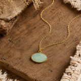 Aqua Chalcedony Evil Eye Gold Necklace for Serenity