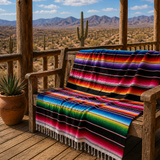 Mexican Serape Blanket - Sky Rainbow