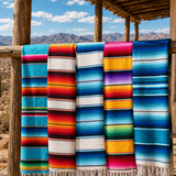 Mexican Serape Blanket - Sky Rainbow